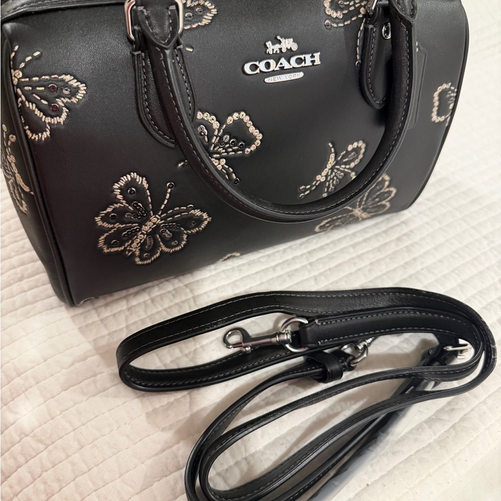 Coach Black Satchel with Butterfly Design